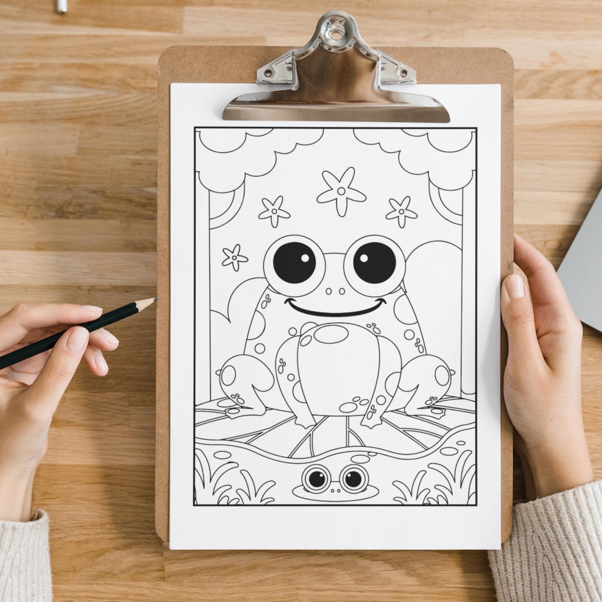 Cute Frog Coloring Pages for Kids, Frog Themed Birthday Party, Cute ...