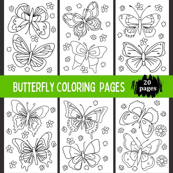 Butterfly Coloring Pages For Kids, Butterfly Activity Pages, Insect Coloring Pages, Spring Flower Coloring Pages,