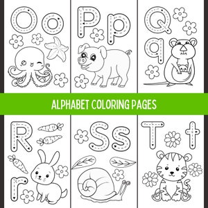 Animal Alphabet Coloring Pages for Toddlers, ABC Coloring Book for Kids ...