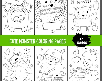 Cute Monster Coloring Pages For Kids, Monster Birthday Party, Cute Monster Activities, Coloring Sheets For Kids, Cute Monster Printable