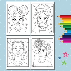Libro da colorare afroamericano per bambini: 35 pagine da colorare di ragazze nere (PDF, formato A4) immagine 3