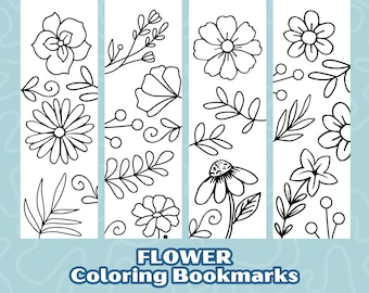 Marcapáginas florales para colorear: diseños florales imprimibles (PDF)