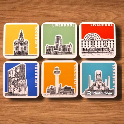 Liverpool City Landmark Coasters - Handmade. Custom Design, choose whatever city location icon landmark you like. Personalised coasters.