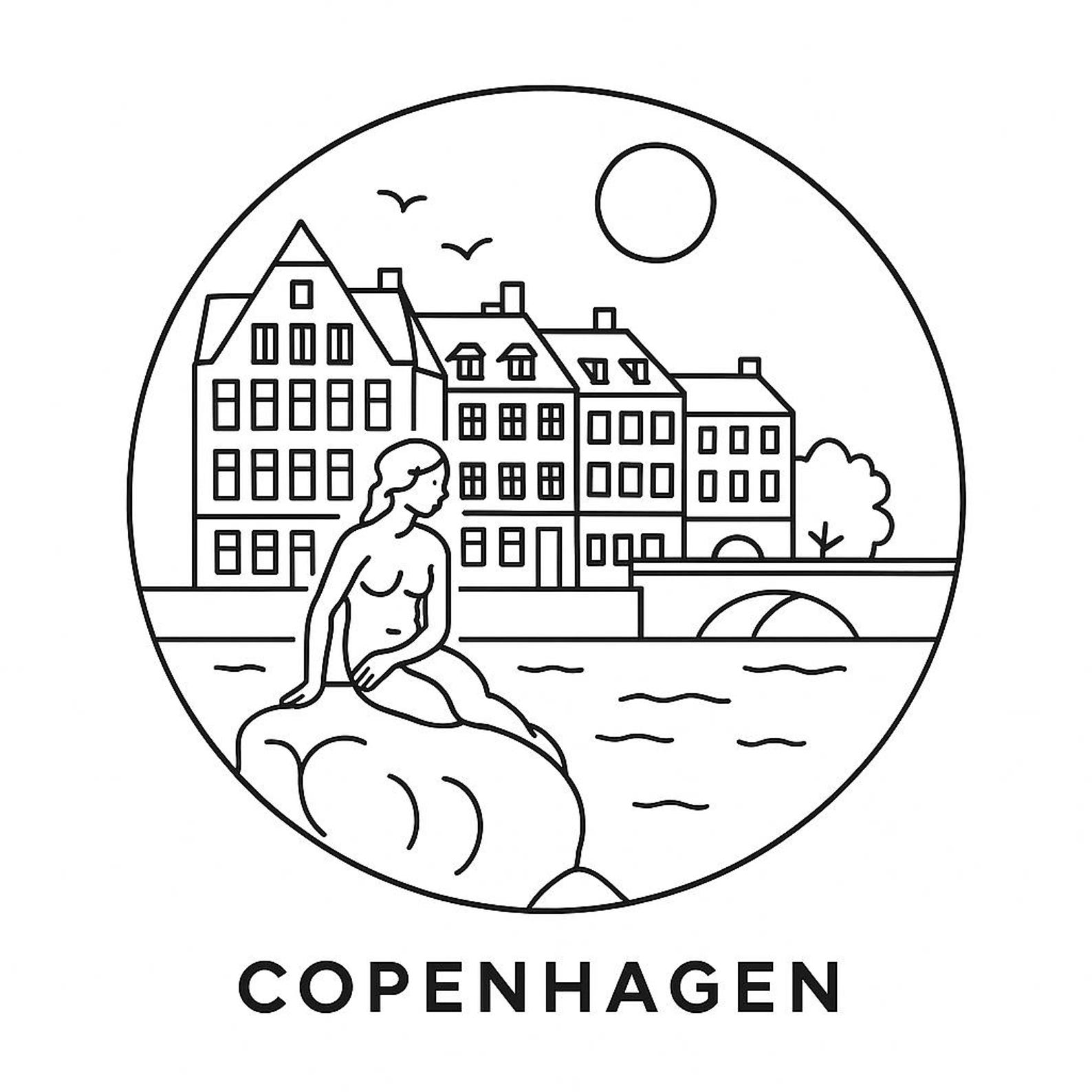 Copenhagen Skyline Minimalist Line Art Print | Line Drawing | Printable ...