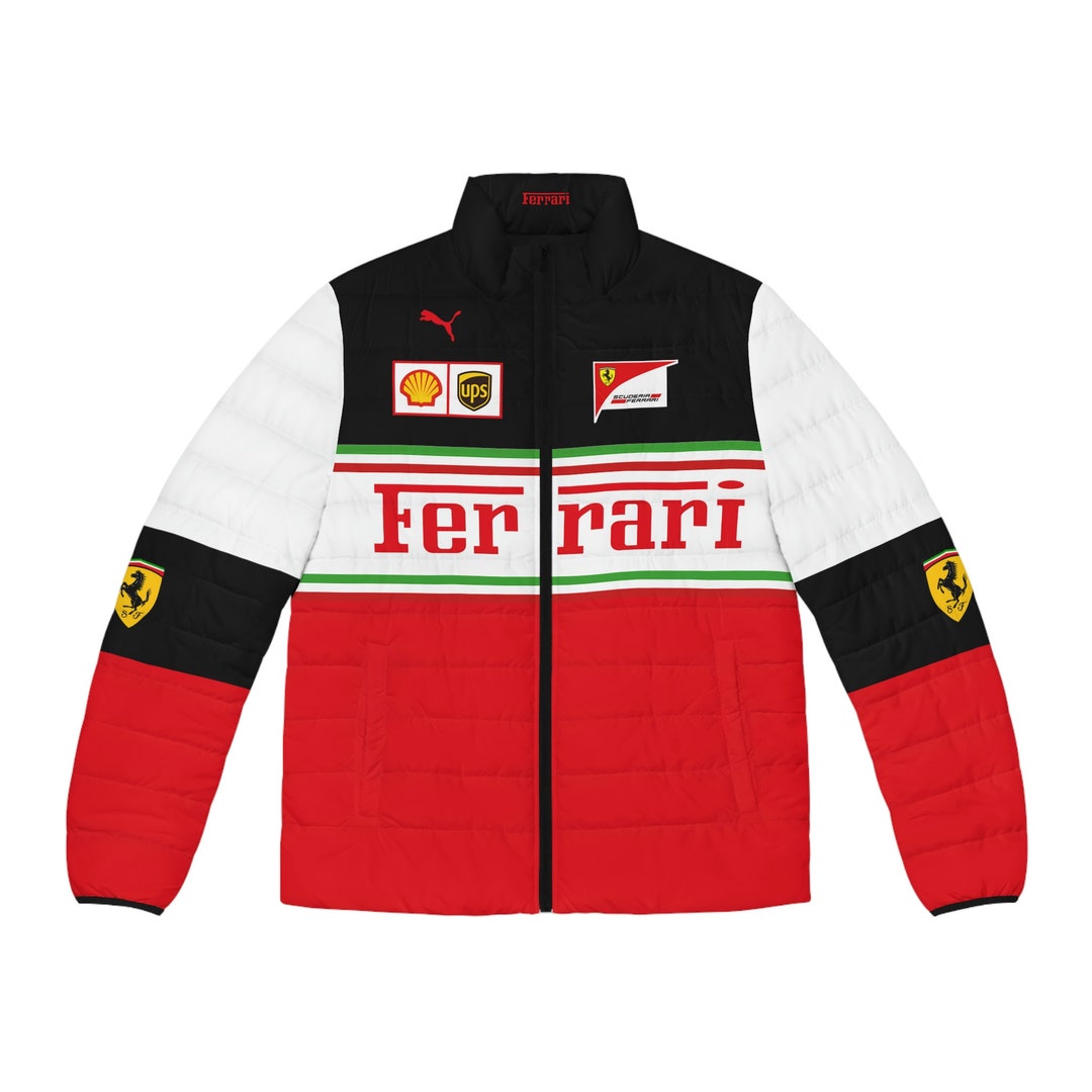 Vintage Ferrari Puffer Jacket Black White Red Edition - Etsy