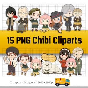15 Chibi Spy PNG Cliparts | Anime-Inspired Character Set | Transparent Files