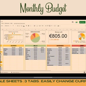 Monthly Budget Spreadsheet | Monthly Budget Planner | Bill Calendar |Subscription Tracker
