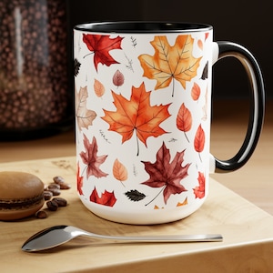Fall Leaves Mug, Autumn Coffee Mug, Thanksgiving Gift, Fall Vibes Gift, Leaves and Pumpkins, Pumpkin Spice Mug, Fall Season, Autumn Decor
