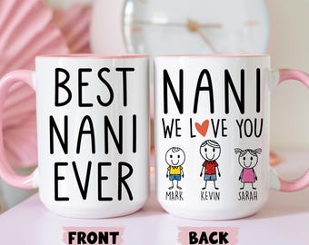 Nani Mug, Personalized Nani Mug, Custom Nani Gifts from Grandkids Names Grandchildren, Nani Mother's Day Gift, Nani Birthday Present
