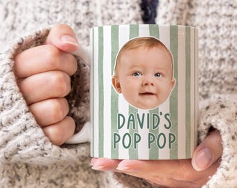 Mug pop pop visage de bébé, cadeau pop pop personnalisé, mug photo pop pop bébé fête des pères, mug photo visage de bébé anniversaire pop pop, Noël pop pop