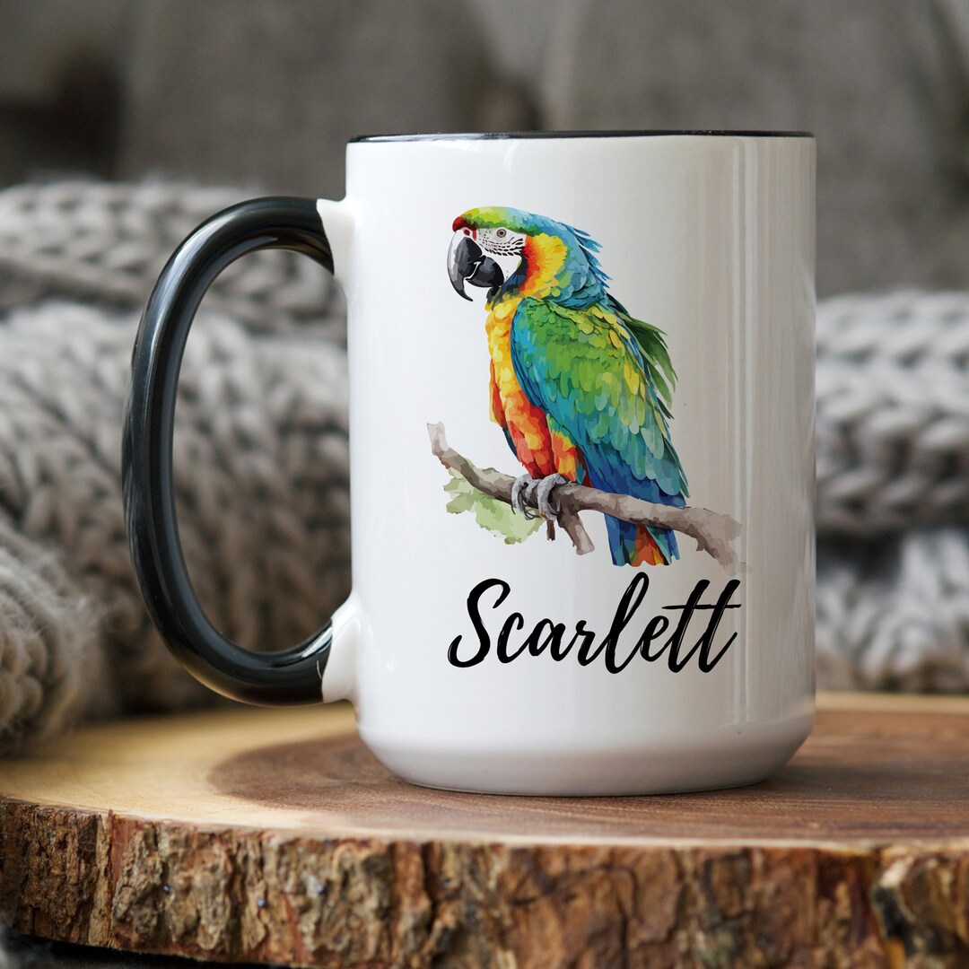 Custom Macaw Parrot Gift, Personalized Macaw Parrot Mug, Cute Parrot ...