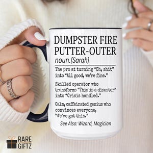 Workplace Bestie Gift, Personalized Coworker mug, Dumpster Firefighter Mug, Favorite Coworker Gift, Secret Santa, Work Bestie Present Gift