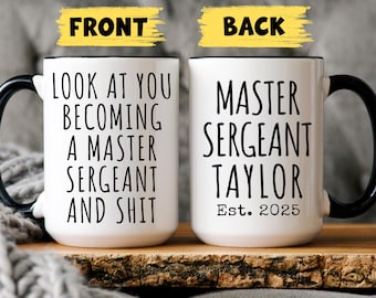 Taza personalizada de Sargento Mayor, regalo personalizado para sargento, ascenso de sargento, regalo de agradecimiento para sargento, despedida de jubilación de Sargento Mayor