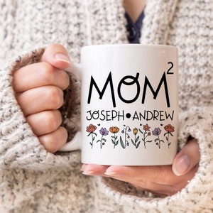 Personalization Mama Of Two Mug, Mother Of Two Gift, New Mom Gift, Mother&#39;s Day Gift, Pregnancy Announcement, Mom Of 2, Custom kids name Mug