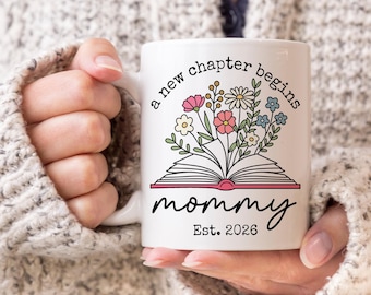 Taza personalizada para mamá, regalo para mamá primeriza, regalo para mamá amante de los libros, regalo para mamá recién convertida, regalo para futura mamá, regalo para anunciar el embarazo.