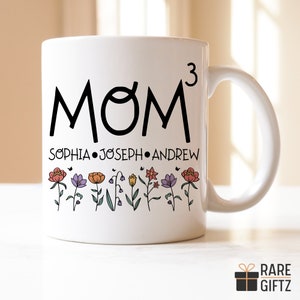Personalization Mama Of Three Mug, Mother Of Three Gift, New Mom Gift, Mother&#39;s Day Gift, Custom Mom Of 3, Three Kids Names Mug, Baby Shower