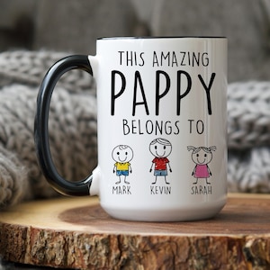 Best Pappy Mug, Custom Pappy Gift, Pappy From Granddaughter, Pappy Grandkids Names Gift, Grandpa Father&#39;s Day Gift, New Pappy Again Present