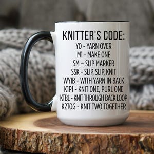 Knitting Mug, Knitter&#39;s Code, Gift for Knitter, Funny Knitting Gift, Knitting Gift, Yarn Lover Gift, Gift for knit mom, Knitting Present