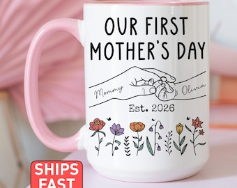 Taza para el primer Día de la Madre, Taza personalizada para mamá primeriza, Taza para mamá primeriza, Regalo para mamá primeriza, Regalo para el primer Día de la Madre, Regalo personalizado para mamá primeriza