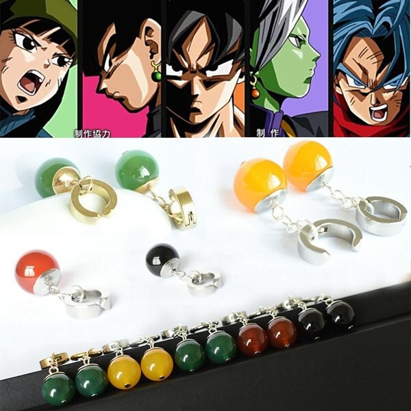 1Pair Anime Dragon Ball Z Potara Earrings Vegetto Son Goku Zamasu Super  Saiyan Fit Ear Clip For Women Men Jewelry