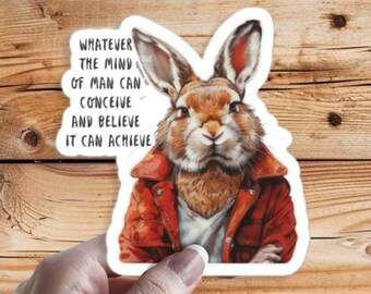 Motivation Quote Sticker Bunny -  Progress Sticker - Napoleon Hill, Quotes, Health stickers