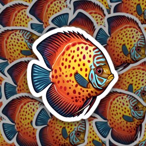 Discus Fish Sticker, Playful Decal for Laptops, Water Bottles, and More