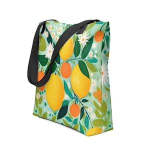 Citrus Print Tote Bag: Colorful Garden Design