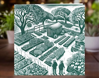 Allotment Greeting Card, Garden Art Card