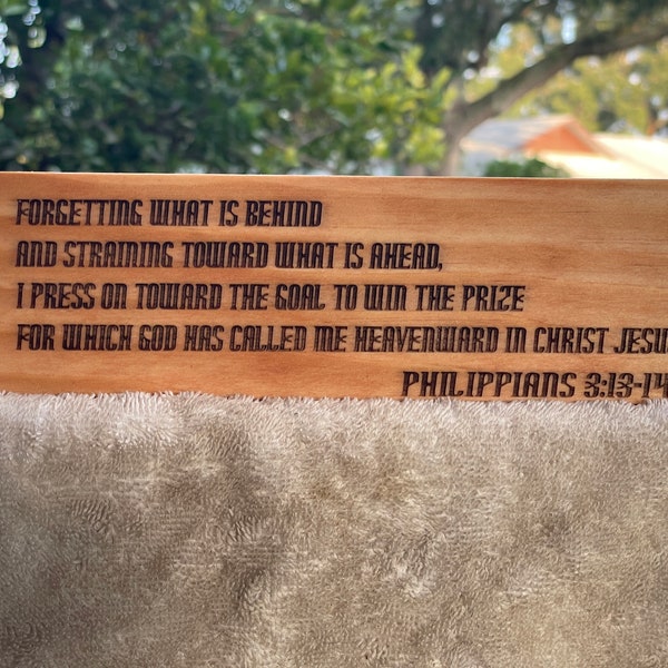 Philippians 3:13-14,Forget what is behind,  Press on, "DIOKO", Scripture plaque, Christian gift.