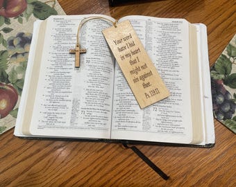 Wooden Bible Verse Bookmark: Christian Gift, Spiritual Journaling Accessory