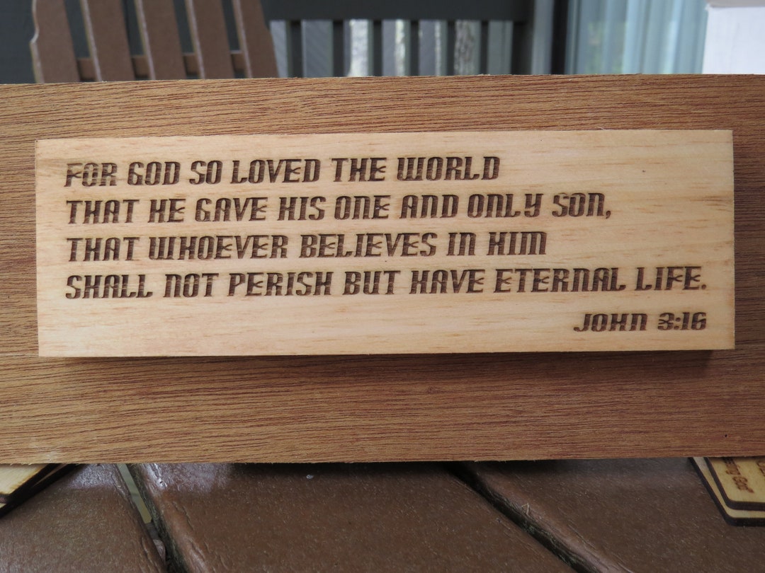 John 3:16 Laser Engraved Wood Sign - Bible Verse Wall Decor - Etsy