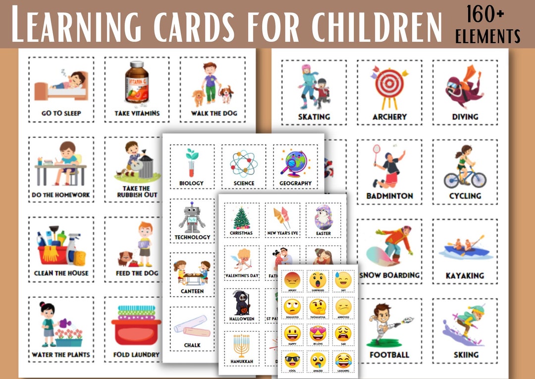 Printable Learning Cards for Children. Educational Cards Bundle for ...