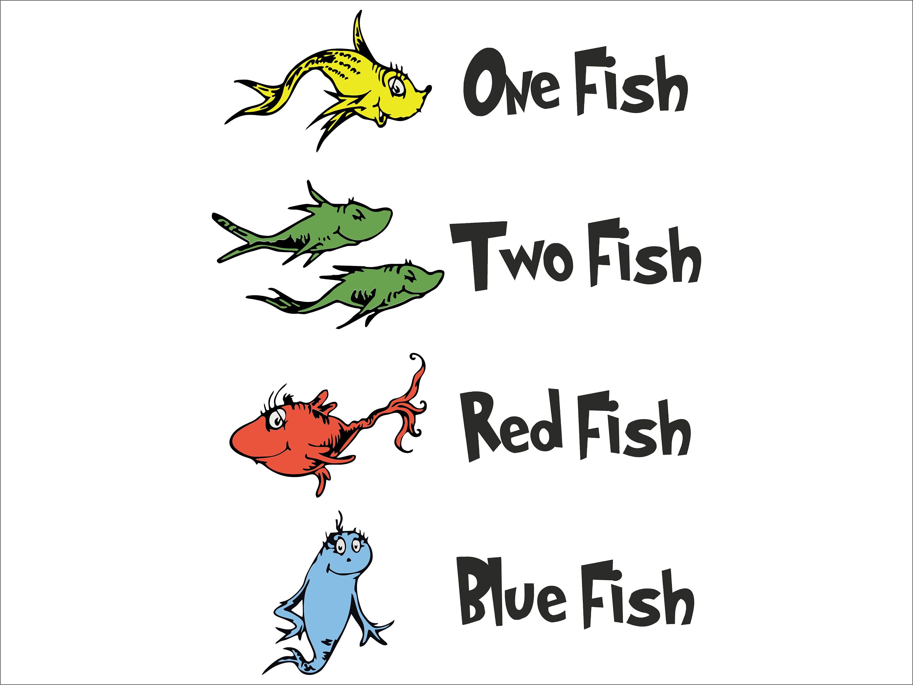 One Fish Two Fish Red Fish Blue Fish SVG Dr Seuss Svg Dr - Etsy