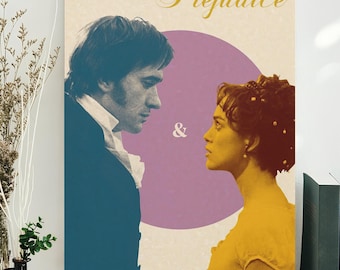 Póster de Orgullo y Prejuicio para pared, póster de libro vintage, lámina de literatura clásica, decoración romántica de Jane Austen, regalo para amantes de los libros, arte de pared estético.