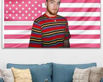 Tapiz con la bandera rosa de Angus Cloud, decoración estética con la bandera estadounidense, adorno de pared para la habitación, bandera de los fans de Angus Cloud