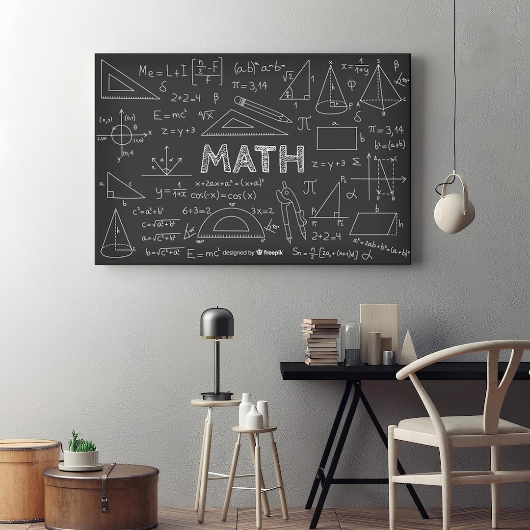Math Wall Art Canvas, Classroom Chalkboard Poster,educational Math ...