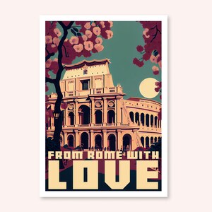 Rome Italy Travel Poster, Roma Italia Arte murale, Roma Italia Souvenir di viaggio, From Rome With Love
