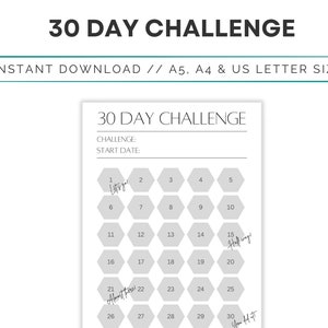 30-Tage-Challenge-Tracker zum Ausdrucken - Spar-Challenge - habit tracker - A4, A5, USletter - PDF - Einlagen-Planer - Digitaler Download