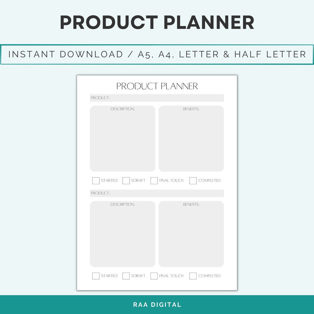 Printable Product Planner for Small Business (digital Download) - Etsy