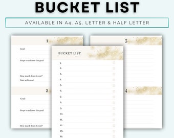 Modello stampabile per la lista dei desideri: obiettivi di vita, sogni di viaggio (download immediato)
