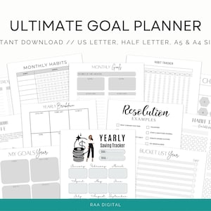 New years resolution bundle, goal planner, end of year package, personal growth, intention setting, habit trackers, PDF, digital file