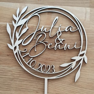 Wedding cake topper with names + date