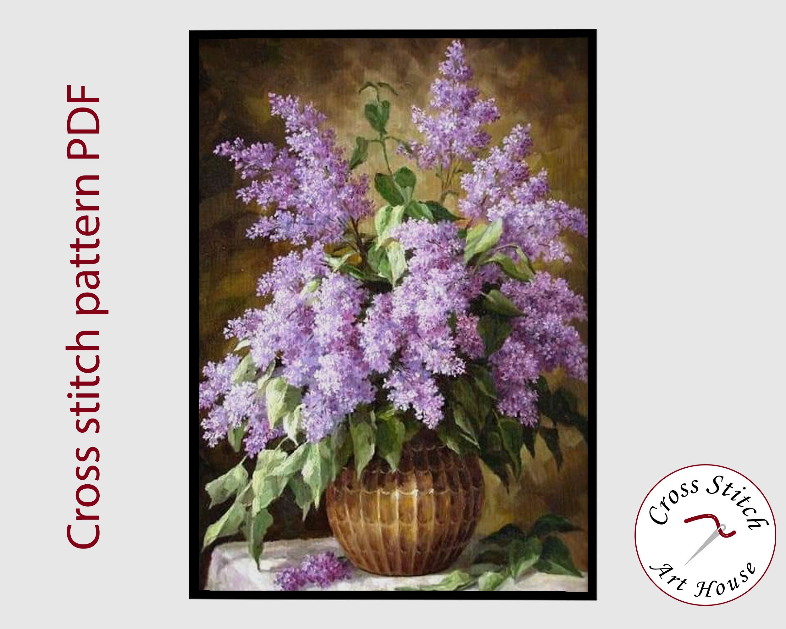 Lilac in Vase Cross Stitch Pattern – Full-coverage Counted Chart | PDF ...