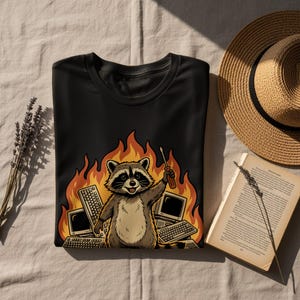 Unpaid Tech Support T-Shirt, Funny Raccoon IT Guy Gift, Humorous Computer Programmer Sweatshirt Hoodie