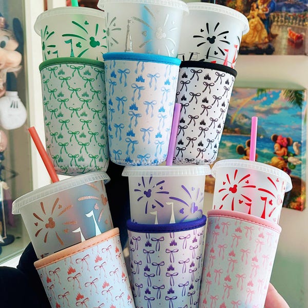 Coquette Castle and Bow Inspired Cup Sleeve, Iced Coffee Sleeve