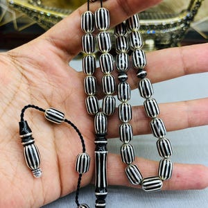 Erzurum Oltu and Silver Tasbih, Special Artisan Craftsmanship, Tasbih, Misbaha, Tasbeeh 33, Muslim Rosary, Islamic Prayer Beads