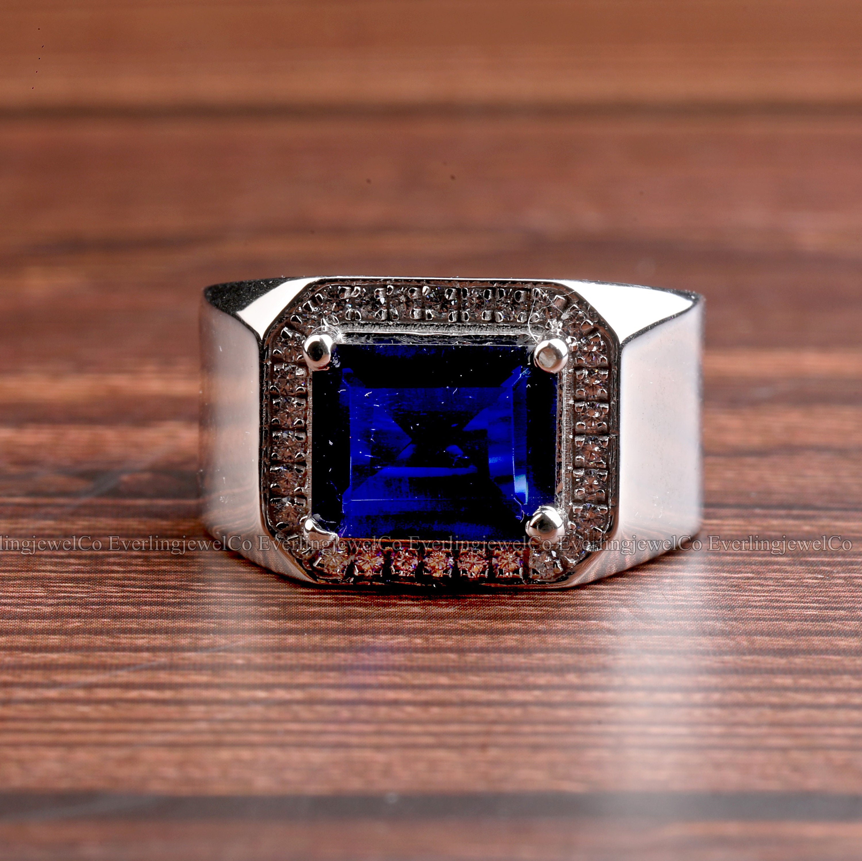 Bold and Brilliant Men's Ring, Mid Century Gemstone Ring, 925 Sterling