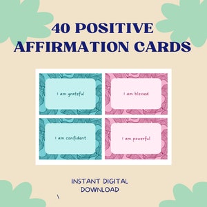 Positive Affirmation cards Deck, Printable,  Cards for Law of Attraction, Self care, Manifesting, Digital product, Daily Affirmation cards