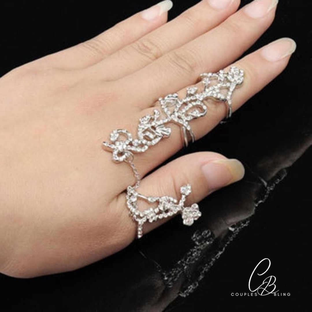 Sterling Silver Crystal Finger Ring Unique Full Finger Armor - Etsy