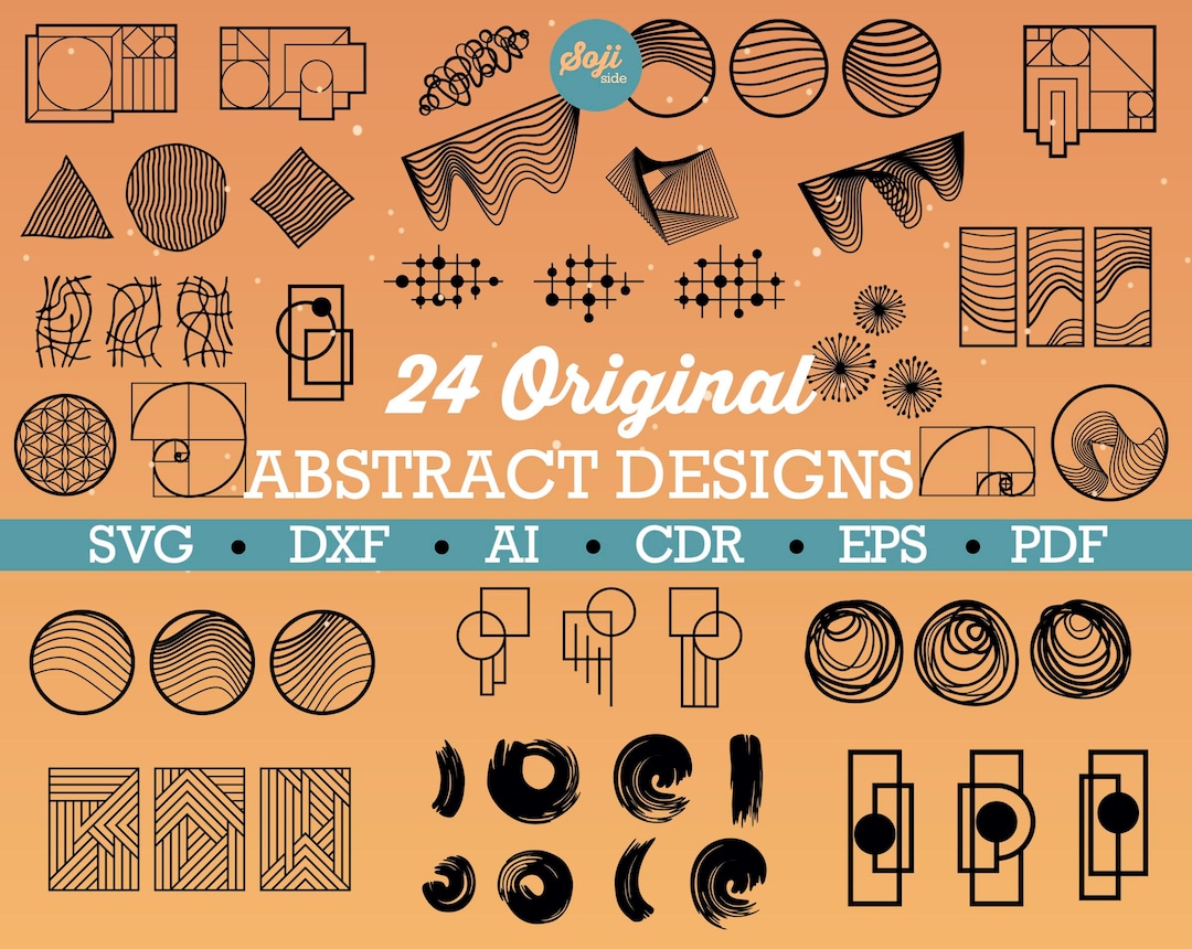 Abstract Art Svg Bundle Geometric Dxf Laser Cut Files Abstract Wall ...
